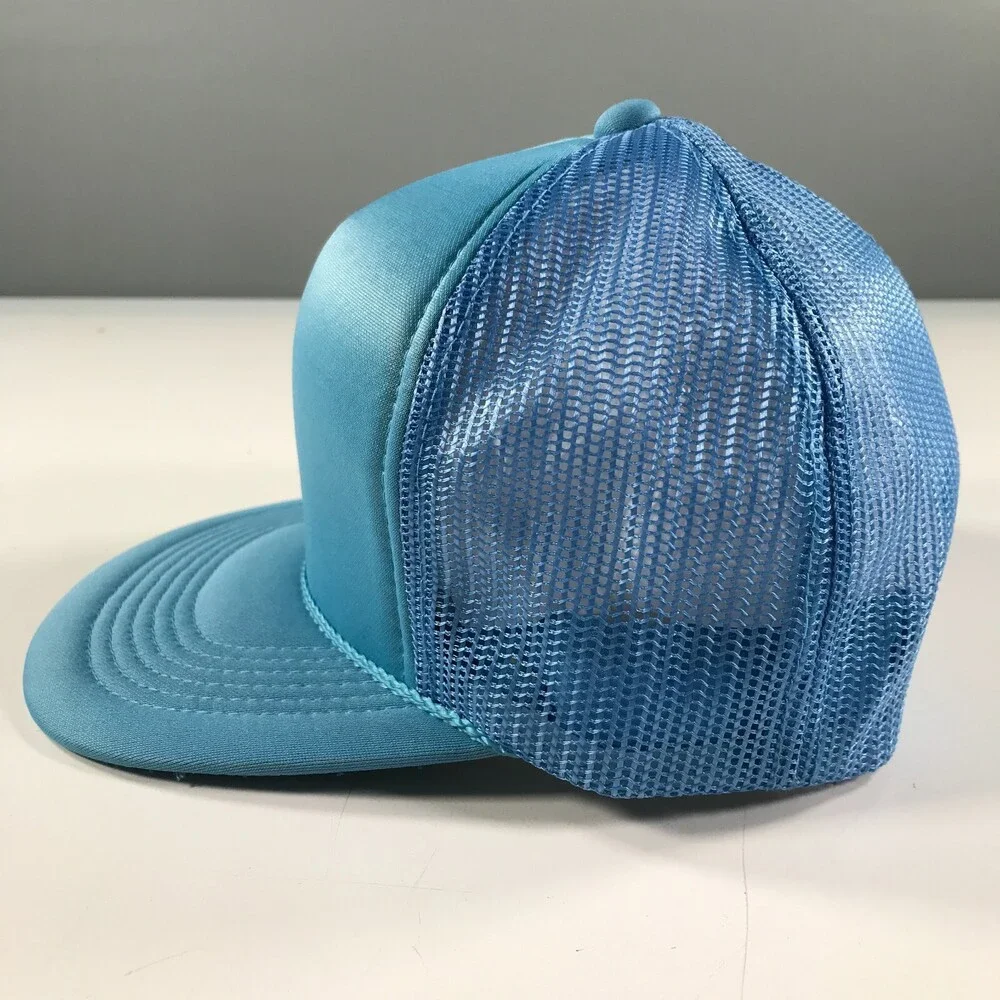 Vintage Light Blue Trucker Hat Boys Youth Size Mesh Back YoungAn Outdoor Cap